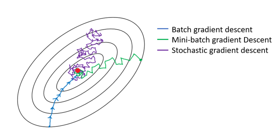 **Figure 5**: Gradient descent variants' trajectory towards minimum